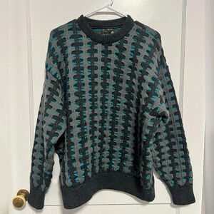 Vintage RARE Coogie Biggie Pure New Wool Geometric Sweater Size S
